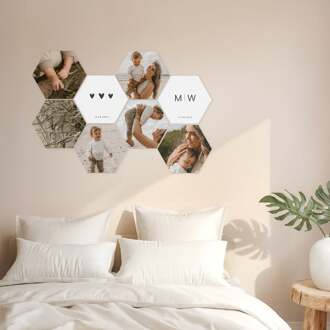 YourSurprise Forex wandpaneel met foto of naam - Hexagon - 8 stuks