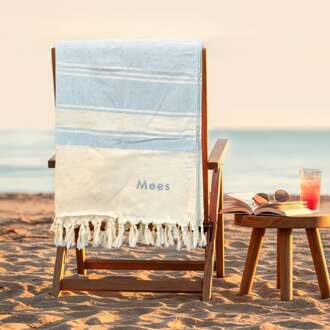 YourSurprise Geborduurde hamamdoek - Blauw - 210 x 203 cm