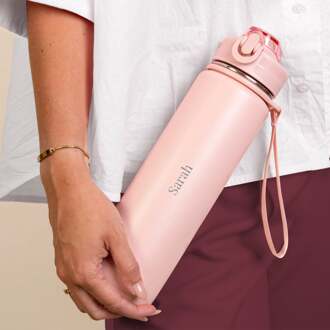 YourSurprise Gepersonaliseerde Bloom Waterfles - Stainless Steel - Soft Pink