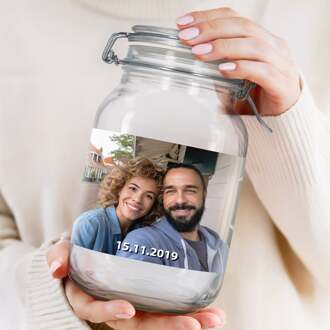 YourSurprise Glazen pot met deksel personaliseren - 2l