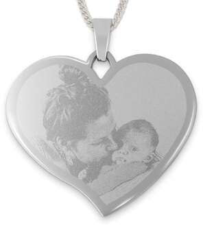 YourSurprise Hanger hart met foto - groot - zilver