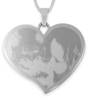 YourSurprise Hart ketting met foto - groot - zilver