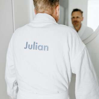 YourSurprise Heren badjas borduren - Wit - L/XL