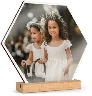 YourSurprise Houten fototegel met houder bedrukken - Hexagon