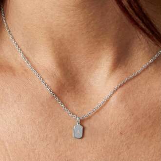 YourSurprise Initialen ketting - Rechthoek - Zilver - 1 st