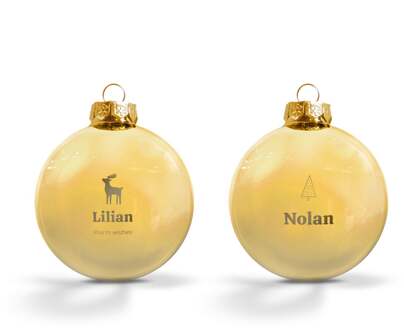YourSurprise Kerstbal met naam - Goud 2 stuks