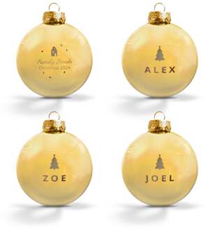 YourSurprise Kerstbal met naam - Goud - 4 stuks