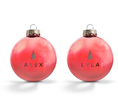 YourSurprise Kerstbal met naam - Rood - 2 stuks