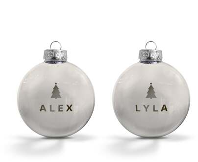 YourSurprise Kerstbal met naam - Zilver - 2 stuks