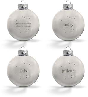 YourSurprise Kerstbal met naam - Zilver - 4 stuks