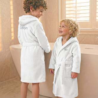 YourSurprise Kinderbadjas met naam - Wit- 8/10 jaar