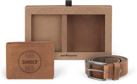 YourSurprise Leren portemonnee met naam - plus riem
