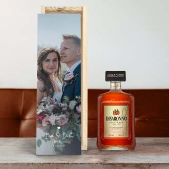 YourSurprise Likeur in bedrukte kist - Amaretto Disaronno