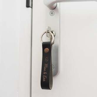 YourSurprise Luxe leren sleutelhanger - Zwart