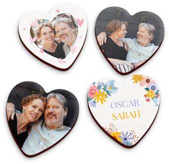YourSurprise Magneten met foto of tekst - Hartvormig - 4 stuks