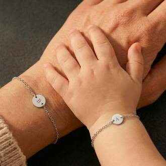 YourSurprise Moeder dochter armbanden - Zilver - 16 & 13 cm