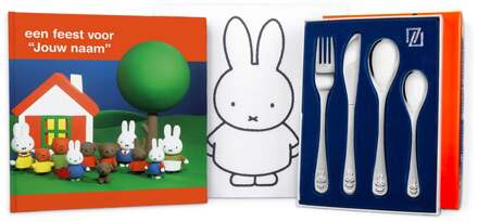 YourSurprise nijntje cadeau pakket - Kinderbestek en boek met naam