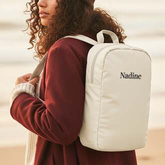 YourSurprise Puffer-rugzak met naam - Volwassenen - Beige