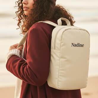 YourSurprise Puffer-rugzak met naam - Volwassenen - Taupe