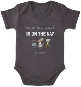 YourSurprise Romper bedrukken - Korte mouw - Antraciet - 62/68