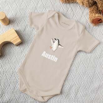 YourSurprise Romper bedrukken - Korte mouw - Beige - 74/80