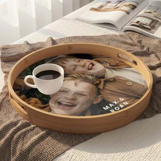 YourSurprise Rond dienblad bedrukken - Houtlook - 40 cm