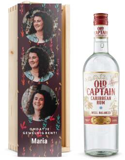 YourSurprise Rum in bedrukte kist - Old Captain (wit)