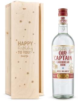 YourSurprise Rum in gegraveerde kist - Old Captain (wit)