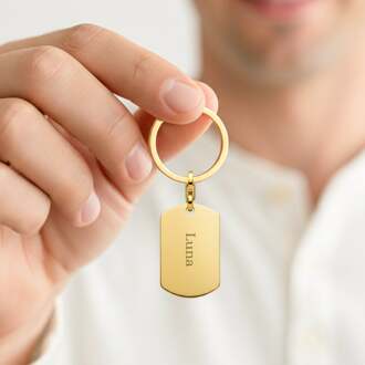 YourSurprise Sleutelhanger graveren - Dog tag - Goud