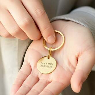 YourSurprise Sleutelhanger graveren - Rond - Goud
