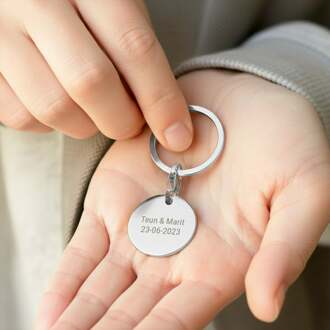 YourSurprise Sleutelhanger graveren - Rond - Zilver