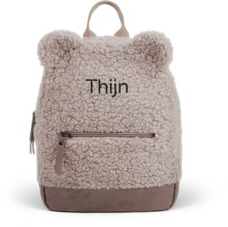 YourSurprise Teddy rugzak met naam - Peuter - Taupe