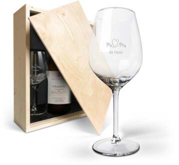 YourSurprise Wijnpakket met wijnglazen - Salentein Primus Chardonnay - Gegraveerde glazen