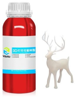 YouSu 3D Printer Rigid Resin 95D Hardness Aluminum Bottle Liquid Printing Material for LCD 395-405nm Band Light LCD Printer