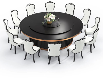 Youth Tree Hotel Electric Dining Table Big Round Table New Chinese Hotel Dining Table and Chair Combination