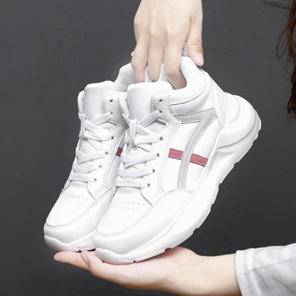 YRRFUOT 2020 Autumn Winter New Women's Shoes Leather Casual Shoes Middle Women New Outdoor Trend Women Causal Sneakers All-match