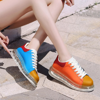 YRRFUOT Women Casual Shoes Air Cushion Korean Female Fashion Sneakes Outdoor Platform Sneaker 2020 New Mirror Women Casual Shoes