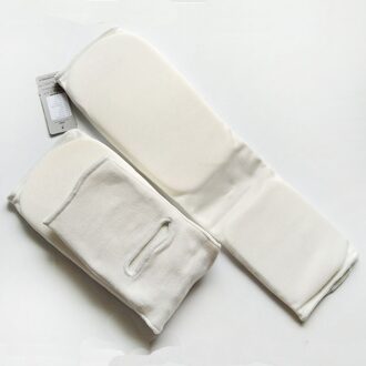 YS01 Goede Shin Guard Shin karate MMA Taekwondo been Sparring guard Foot Pads wit zwart Doek Pad gear kids volwassenen wit / M