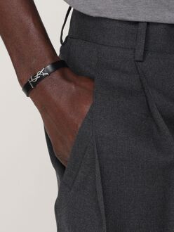 Ysl Logo Leren Armband Zwart