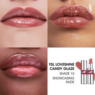 YSL Yves Saint Laurent Candy Glaze Lip Gloss Stick 3.2ml (Various Shades) - 15 - Showcase Nude