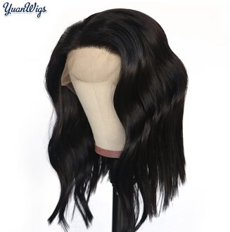 Yuanwigs Hittebestendige Vezel Haar Golvend Bob Lijmloze Synthetische Lace Front Pruiken Voor Zwarte Vrouwen