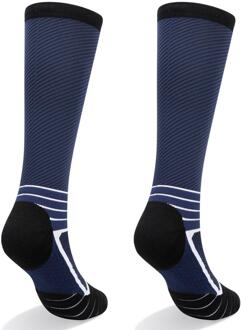 Yuedge Mannen & Vrouwen Kussen Comfort Hoge Elasticiteit Knie Hoge Compressie Sokken Voor Fietsen 1905blauw / L 39-43