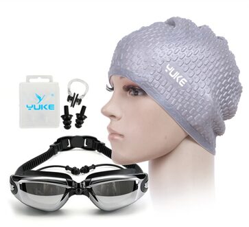 YUKE Zwembril HD kortzichtig bril Acetaat Bril plating lens volwassen zwembril zwembaden zwemmen Grijs