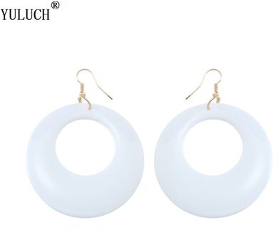 Yuluch Novetly Acryl Oorbellen Hollow Ronde Witte Acryl Oorbellen Voor Mode Trendy Sieraden Voor Vrouw Meisjes