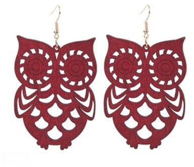 Yuluch Populaire Etnische Stijl Natuurlijke Houten Uil Hanger Oorbellen Voor Mode Afrikaanse Vrouwen Oorbellen Sieraden rood
