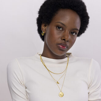 Yumi oorbellen afgewerkt in 18k geel goud Blauw