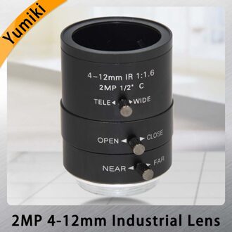 Yumiki 2MP 4-12mm LENS C Mount 2.0 Megapixel HD Industriële lens Varifocale Manual Iris CCTV Lens Voor CCTV Camera