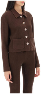 Yuna Geknipte Cardigan Siedrés , Brown , Dames