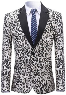 YUNCLOS Luipaard Print Single-breasted Mannen Pak Jas Casual Zanger Stadia Party Blazer Men Suits Verkoop Mannen Pak jas Xxxl