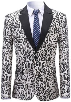 YUNCLOS Luipaard Print Single-breasted Mannen Pak Jas Casual Zanger Stadia Party Blazer Men Suits Verkoop Mannen Pak jas